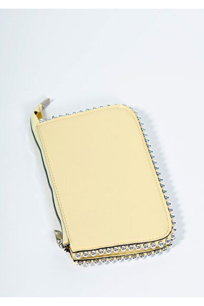 Shkup Limon Yellow Women's Shoulder Bag with Chain ​​Hanger Bead Detail Stylish Portfolio