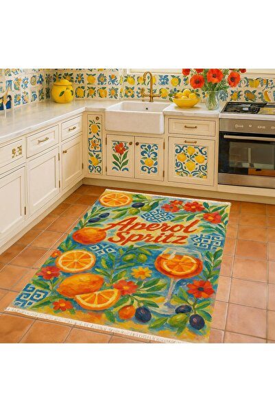 Markaev Aperol Spritz Halı Baskılı Dokuma Taban Halı 296 YNG