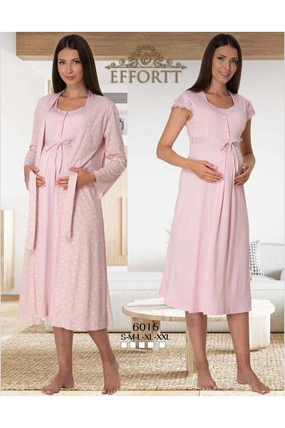 EM&FA TEKSTİL Pregnant Maternity Nightgown Set with Robe