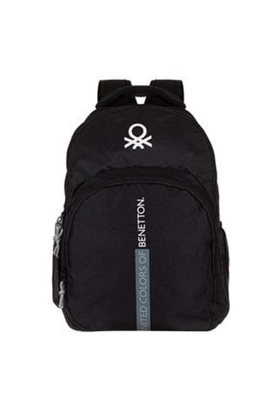 Benetton Rucsac negru cu litere albe brodate -