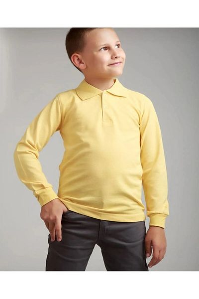 Sereia Long Sleeve Polo Collar School and Daily 2 Button Yellow Children's T-Shirt - Yellow