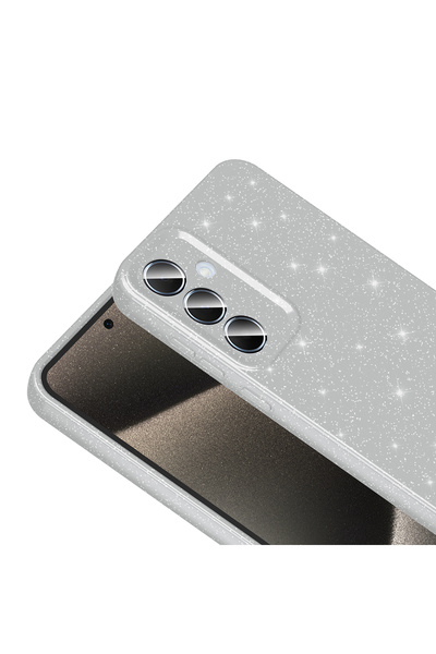 Aden Galaxy A15 Case Glitter Luxury Tough Cotton Cover with Camera Protection - Gray