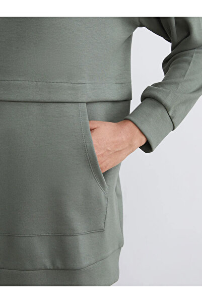 LC Waikiki Γυναικείο φούτερ LCW Modest Green Crew Neck Τούνικ