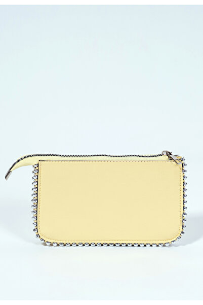 Shkup Limon Yellow Women's Shoulder Bag with Chain ​​Hanger Bead Detail Stylish Portfolio