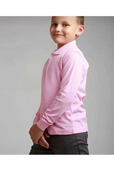 Bonnie Clyde Long Sleeve Polo Neck School and Casual 2 Button Pink Kids T-Shirt - Pink - Bcp1.Umf-Uxz-Ppem-Coc