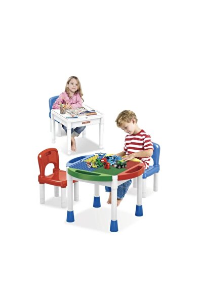 MASHASHOP Masuta cuburi lego 2 in 1, 2 scaunele, MASHASHOP, multicolor