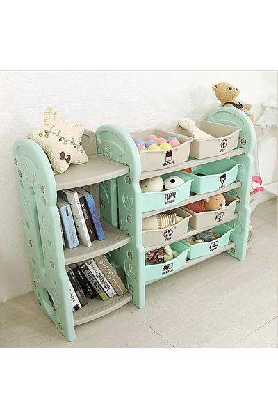 LITTLE ANGEL -Kids Toy Storage Shelf W/ Bins And Side Organizer