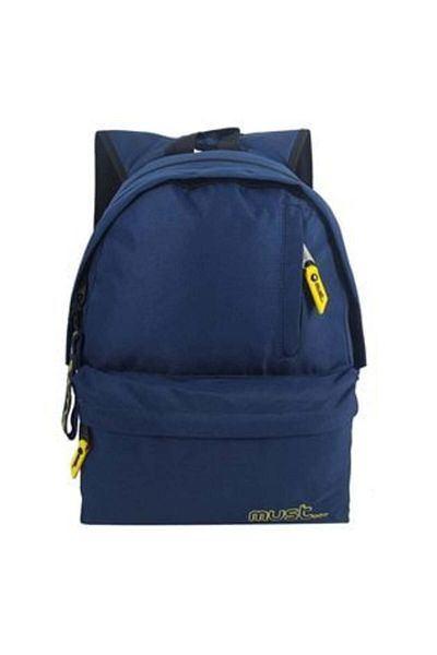 MUST Ghiozdan școlar rPET Bleumarin Galben cu 2 compartimente 32 x 19 x 42 cm -