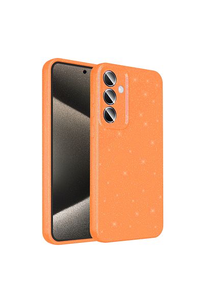 zore Galaxy A15 Case Silvery Luxury Cotton Cover with Camera Protection - Orange