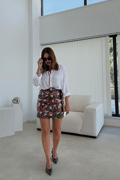 ELVAN TOLON Sequined Colorful Skirt