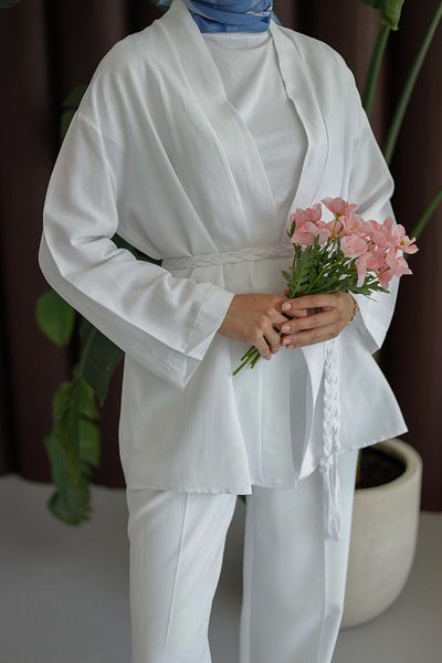 MOONSC Linen Kimono with Belt