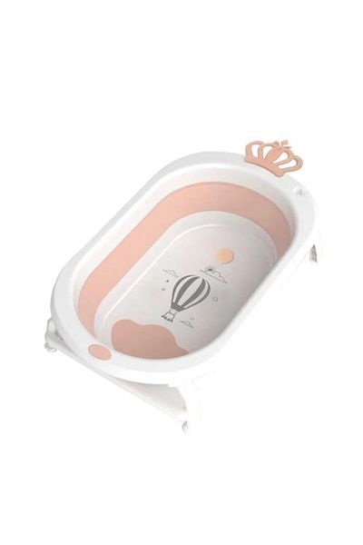 Mixbo Foldable Baby Bathtub Mixbo, with Drain Plug and Legs, Plastic, 80 x 50 x H24 cm, Peach/White