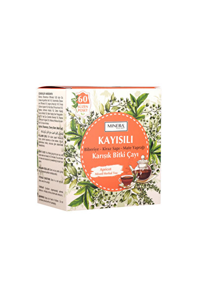 MİNERA VİTAL KAYISILI BİBERİYE KİRAZ SAPI MATE YAPRAĞI 60lı SÜZEN POŞET BİTKİ ÇAYI