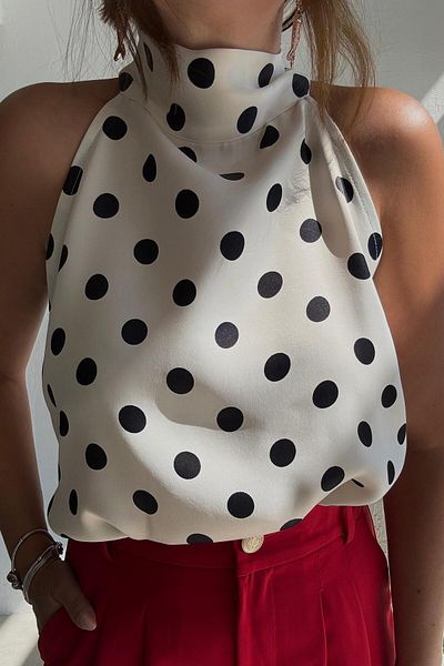ELVAN TOLON Polka Dot Sleeveless Blouse
