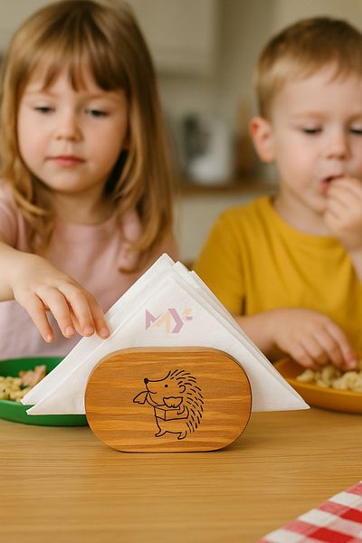 Myend Decorative Wooden Napkin Holder, Hedgehog Figured Napkin Stand Filter Coffee Strainer Stand