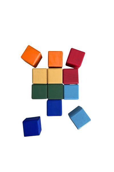 HOME ALL Wooden Cubes Educational Open Ended Toy - 4 cm - Hornbeam - Set of 12 - Baby Kids Wooden Toy
