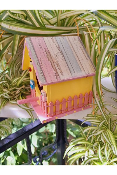 Minnoş Dükkan Bird House Wooden Bird Nest Garden Balcony Decoration