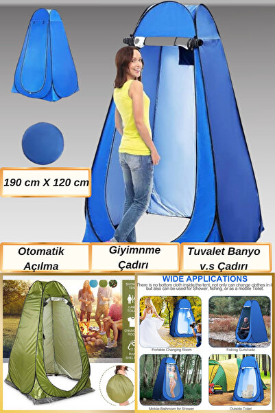 Hane Dostu 190 Cm Otomatik Açılan Kamp Giyinme Çadırı | Çok Amaçlı Tuvalet Lavabo İhtiyaç Çadırı