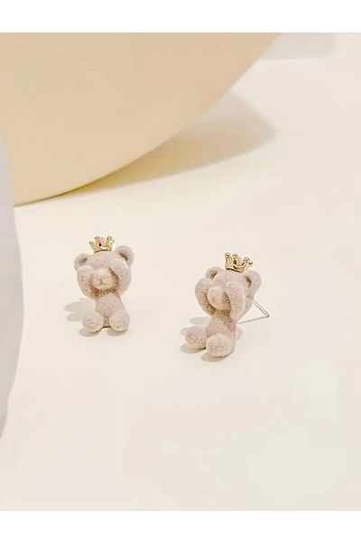 BirYıldızOl Shy Teddy Plush Shy Teddy Bear Earrings