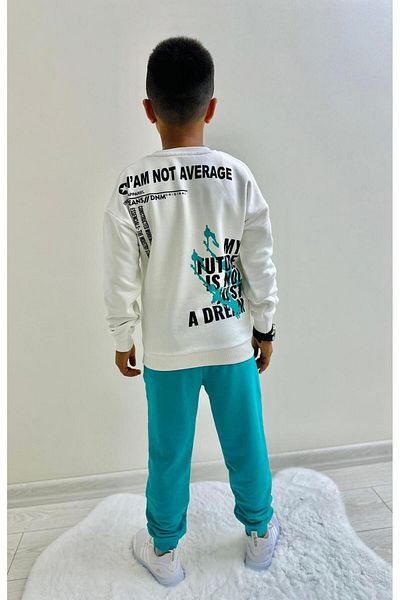 herkesemoda I'Am Not Average Text Detail Printed Unsharded 3 Thread Boy's Suit