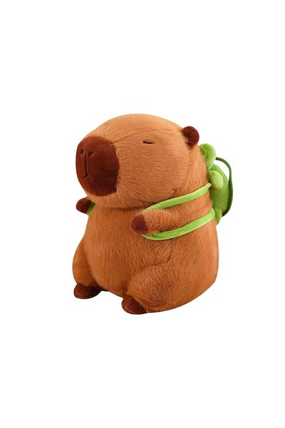 OEM Jucărie de pluș, DrKala, Capibara cu rucsac detașabil, maro/verde, 35 cm