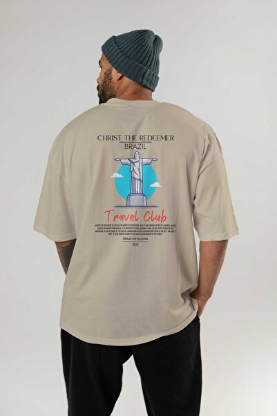 Ankhises Christ The Redeemer Brazil Back Printed Oversize T-shirt Ανδρικό Γυναικείο Βαμβακερό μπλουζάκι με λαιμόκοψη