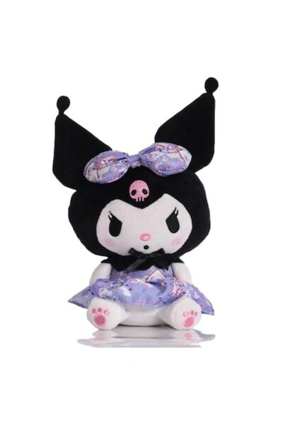 SANRIO Hello Kitty Plush Toy, Kuromi in Purple Dress with Ribbon, 21 cm