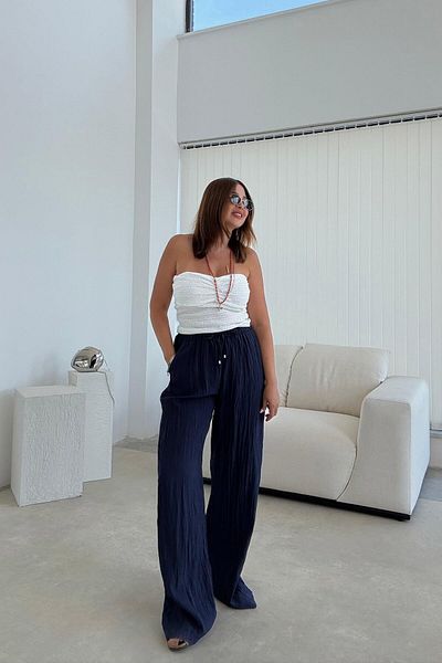 ELVAN TOLON Navy Blue Casual Trousers