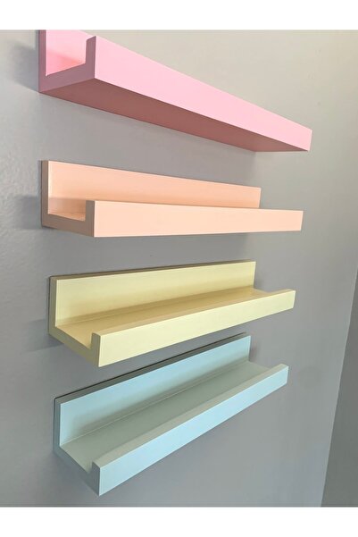 Simy Rainbow Gökkuşağı 4’lü Bebek ve Çocuk Odası Renkli Duvar Rafları Kitaplık Oda Aksesuarı 60 cm