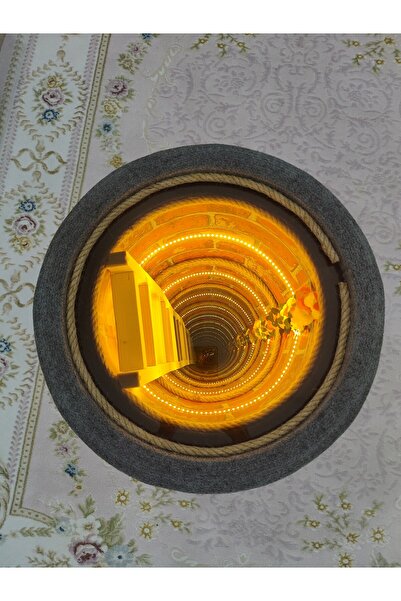 DNC Art&Deco Sonsuz Kuyu Sehpa | Dokunmatik Sensörlü LED Işık | Infinity Mirror | Gizli Powerbank bölümlü