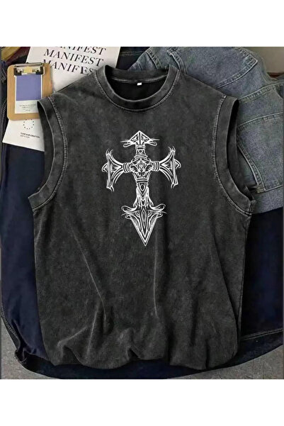 weywot Tricou oversize unisex lavabil cu imprimeu încrucișat