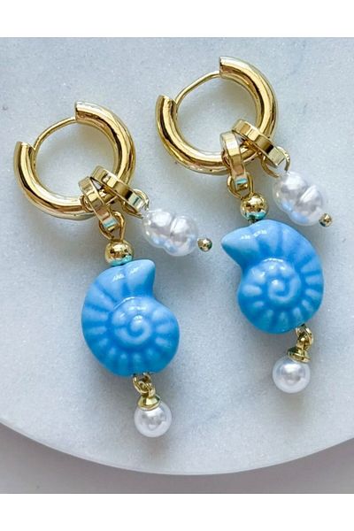 Asteria Jewelry Steel Charm Ceramic Oyster Earring