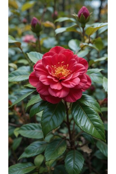 bahçevilya Camellia japonica Kırmızı Kamelya Fidanı 60-100 cm 2-3 yaş arası