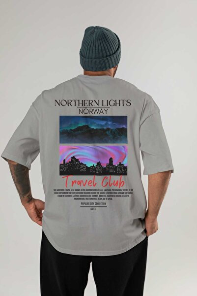 Ankhises تي شيرت كبير الحجم مطبوع عليه Northern Lights Norway للرجال والنساء ...