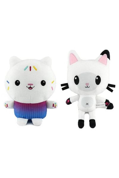 Dms Set 2 Plush Toys, Gabby Dollhouse, Happy Cats, 25 Cm, White Rose