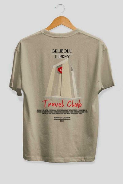 Ankhises Gelibolu Turkey Back Printed Oversize T-Shirt Men Women Cotton Crewneck Tshirt