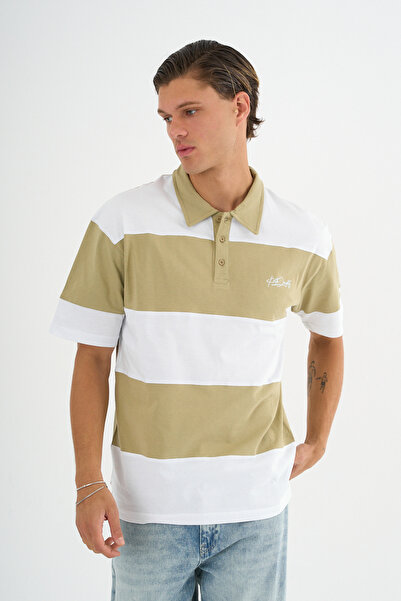 Redline Ανδρικό μπλουζάκι με πράσινο γιακά πόλο Mode Comfort Fit