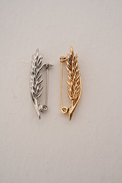Ateş GOLD&SİLVER İKİSİ BİR ARADA İKİZ BAŞAK BROŞ