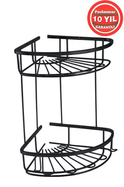 BanyomHome Clk Oțel inoxidabil negru mat Peak 2 bucăți 19x19 cm Suport pentru șampon Raft pentru baie
