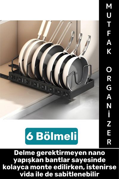 Wintoup Kitchen Cabinet Inner Countertop Mess Prevention Non-Assembly Telescopic Rail Pan Pot Organizer