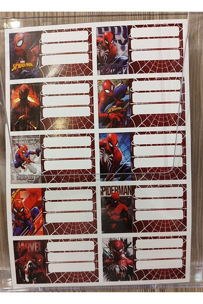 ada çanta kırtasiye 10 Sheets of School Stickers with Spider A. Figure (1 Sheet = 10 Stickers)
