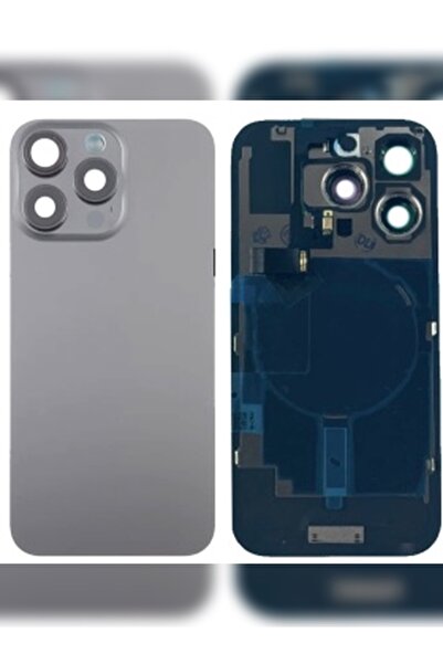 Genel Markalar iPhone 15 Pro Max Arka Kapak Pil Kapağı Cam Ürün NATUREL TİTAN...