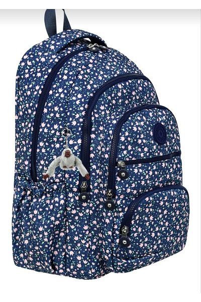 çantamgelsin Rucsac de lux din țesătură Crinkle pentru liceu și gimnaziu + cadou breloc cu maimuță