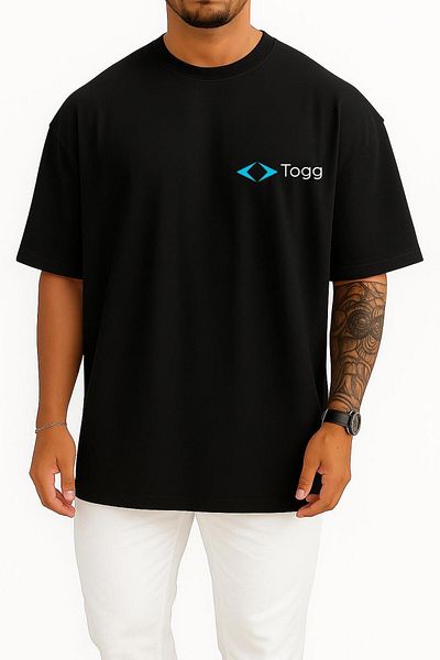 Bahriyeli Collection Oversize Togg Domestic Automobile Logo Pocket and Back Design Unisex T-Shirt