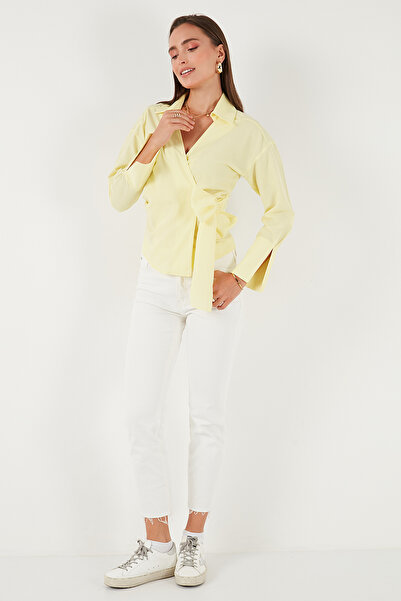 Lela Βαμβακερό πουκάμισο με κανονική εφαρμογή με μακρύ μανίκι και λεπτομέρεια με κορδόνια 65200538