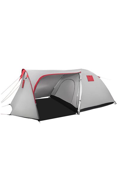 SERSIMO Beach or camping tent, waterproof, with terrace, 4 seats, 200x350x135cm, gray
