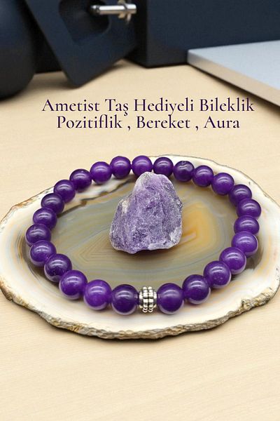 NBS Beautiful Naturel Stones Amethyst Stone Gift Bracelet Unisex 8 mm (You Can Choose Size)