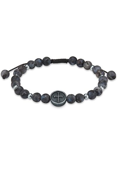 True Rebels Edelsteinarmband Armband Jade grau
