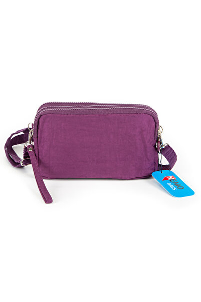 NEMO BAGS Purple Unisex Wallet, 4 Compartments, Phone Holder, Crinkle Fabric, Cross Strap Shoulder Bag, 20X12Cm