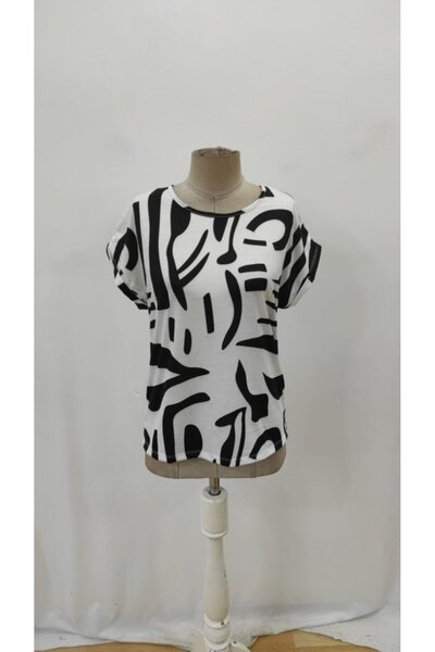 MuditaBodrum EQURİ Γυναικεία μπλούζα με κοντό μανίκι με στρογγυλή λαιμόκοψη μ...